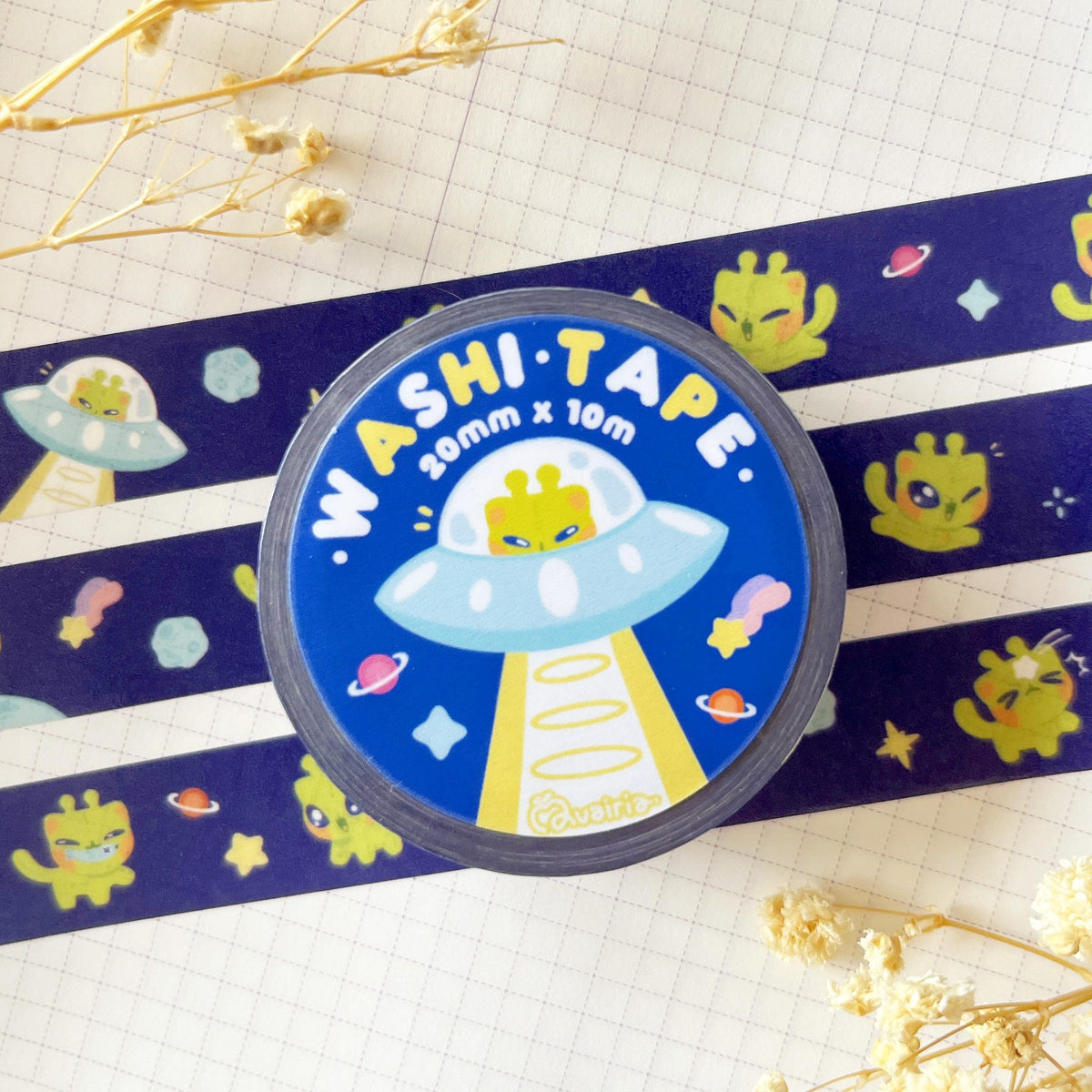 Alien Cat ⋆ Washi Tape ⋆ Glorp UFO Space Tape Stationery