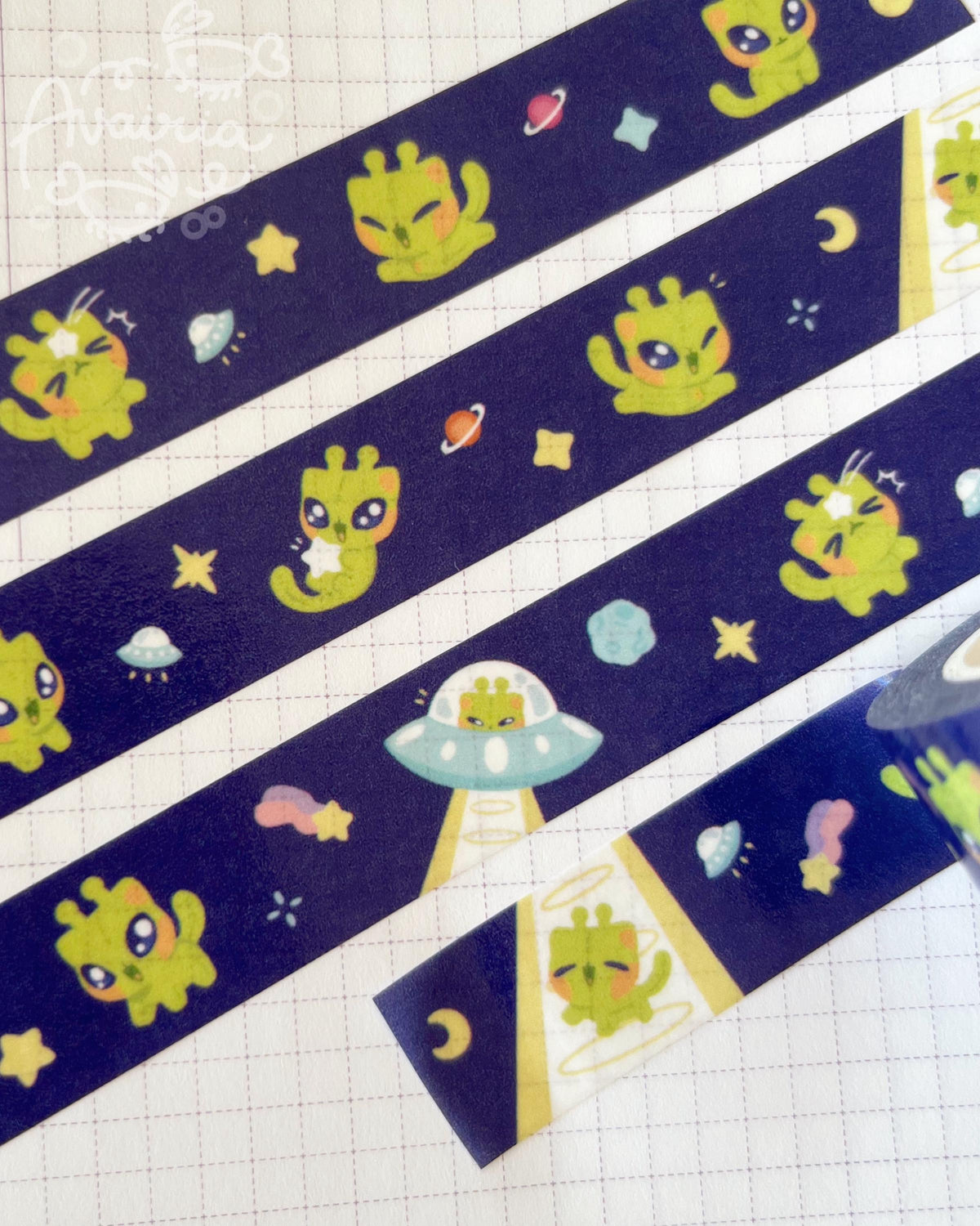 Alien Cat ⋆ Washi Tape ⋆ Glorp UFO Space Tape Stationery