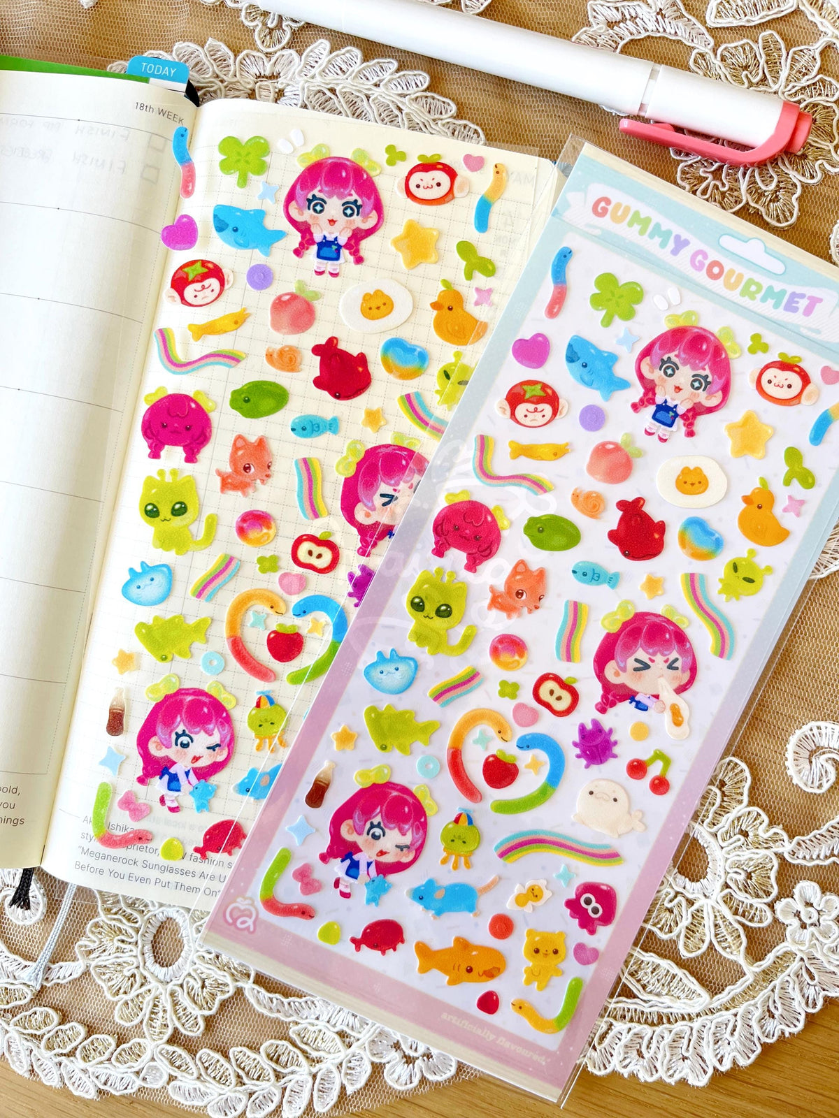 Gummy Gourmet ⋆ Sticker Sheet ⋆ Cute Food Candy Stickers Deco Stationery