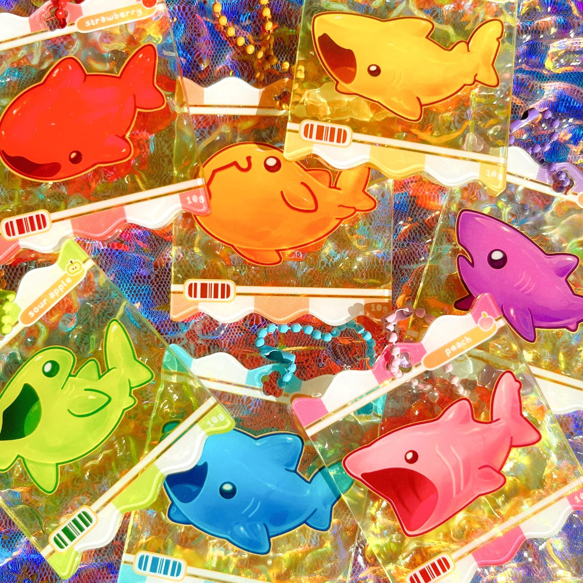 Gummy Sharks [NEW] ⋆ Ripple Acrylic Charms ⋆ 2.5inch ⋆ Cute Ocean Marine Animal Keychain