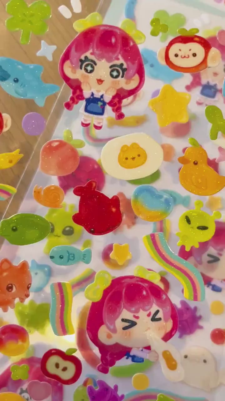 Gummy Gourmet ⋆ Sticker Sheet ⋆ Cute Food Candy Stickers Deco Stationery