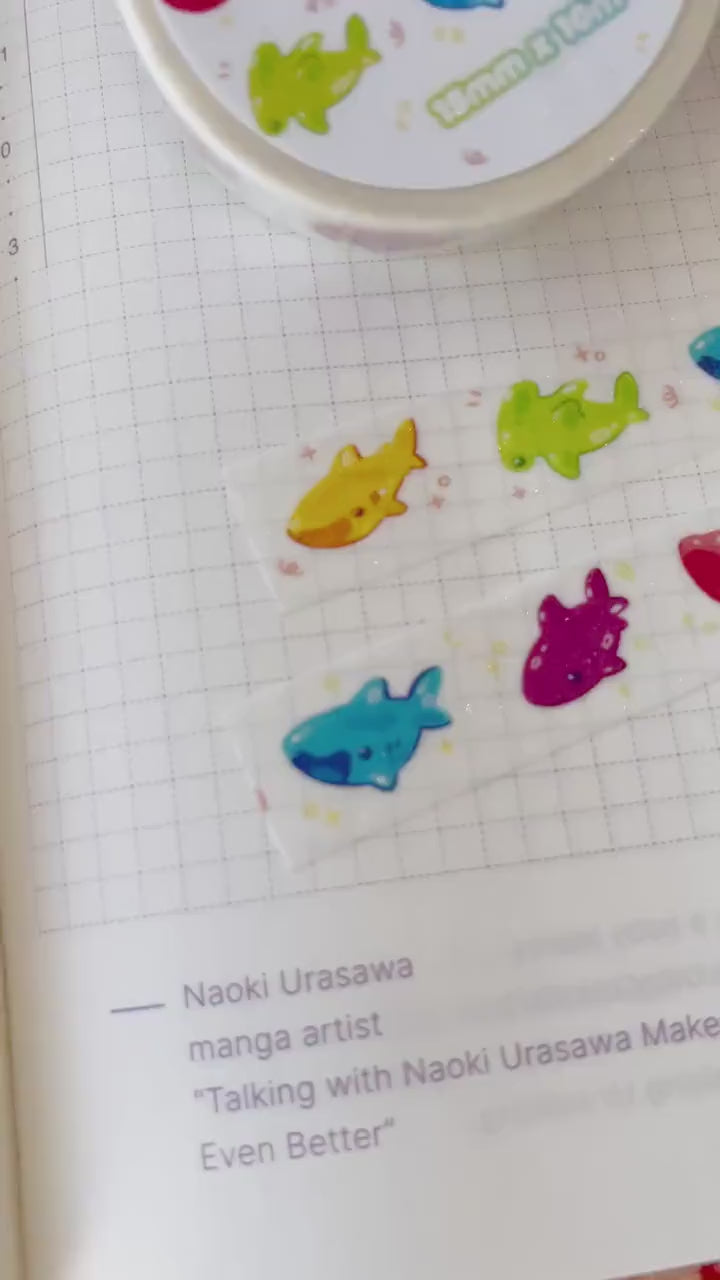 Gummy Sharks ⋆ Glitter Washi Tape ⋆ Cute Marine Animal Tape Stationery