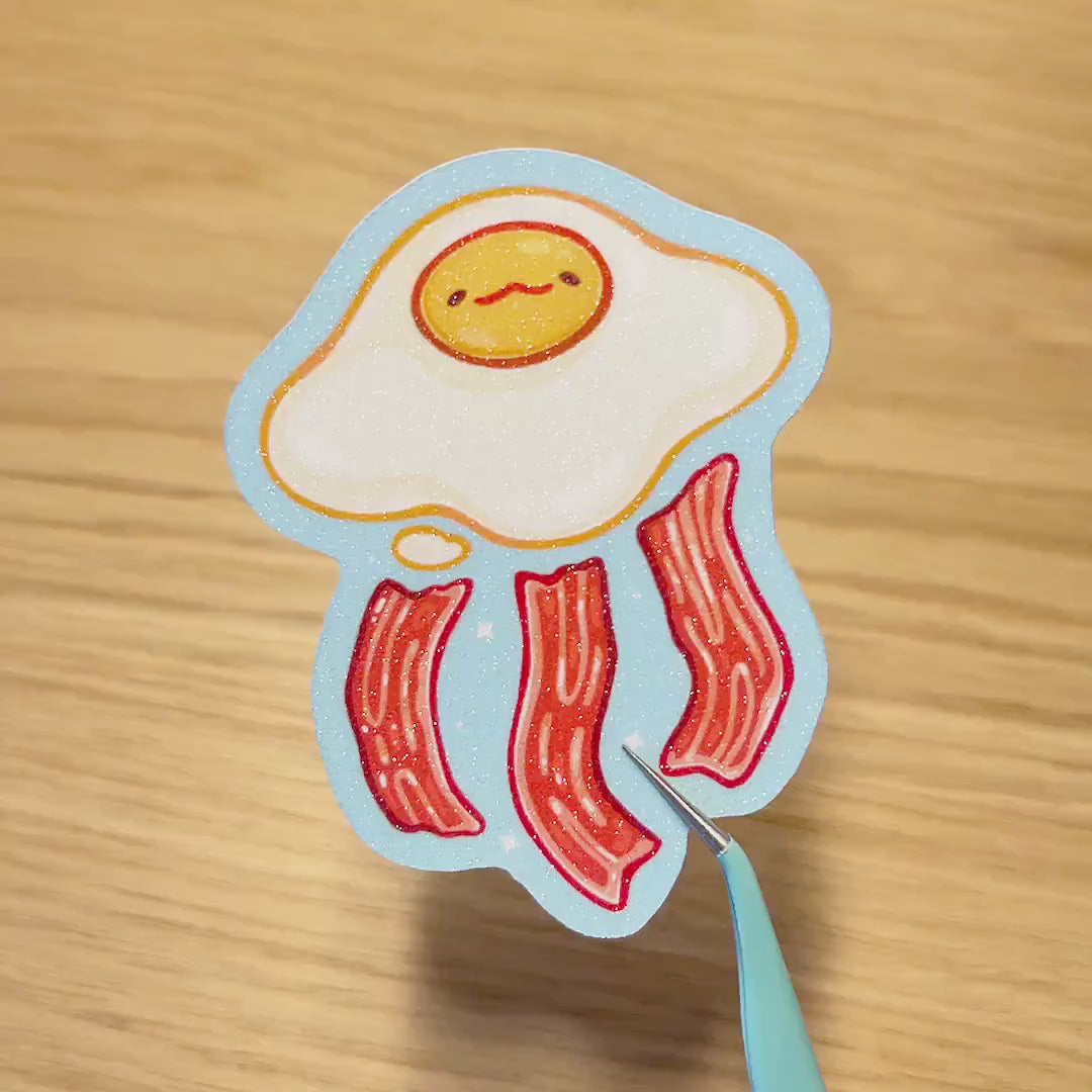 Egg Jellyfish ⋆ Glitter Vinyl Sticker ⋆  Cute Funny Marine Animal Waterproof Sticker